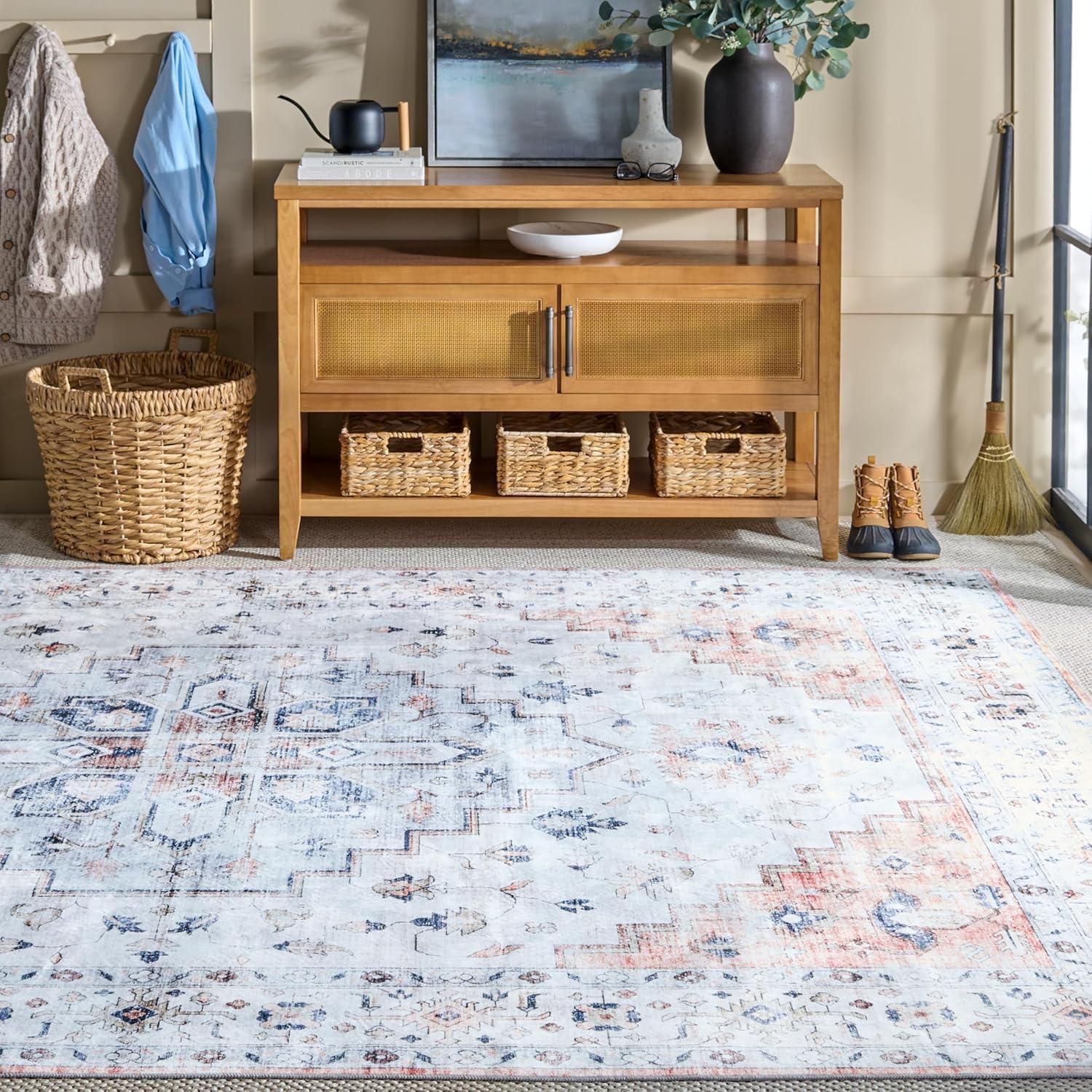 imageMartha Stewart x SAFAVIEH Machine Washable Area Rug Collection 5 x 8 Sage amp Light Rust Slip Resistant amp Easy Cleaning Ideal for Ideal for Living Room Bedroom Dining Space MSRW109WSageLight Rust