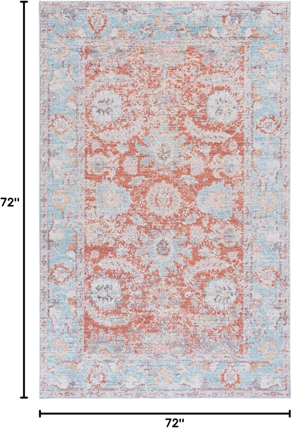 imageMartha Stewart x SAFAVIEH Machine Washable Area Rug Collection 5 x 8 Turquoise amp Rust Slip Resistant amp Easy Cleaning Ideal for Ideal for Living Room Bedroom Dining Space MSRW108KTurquoiseRust