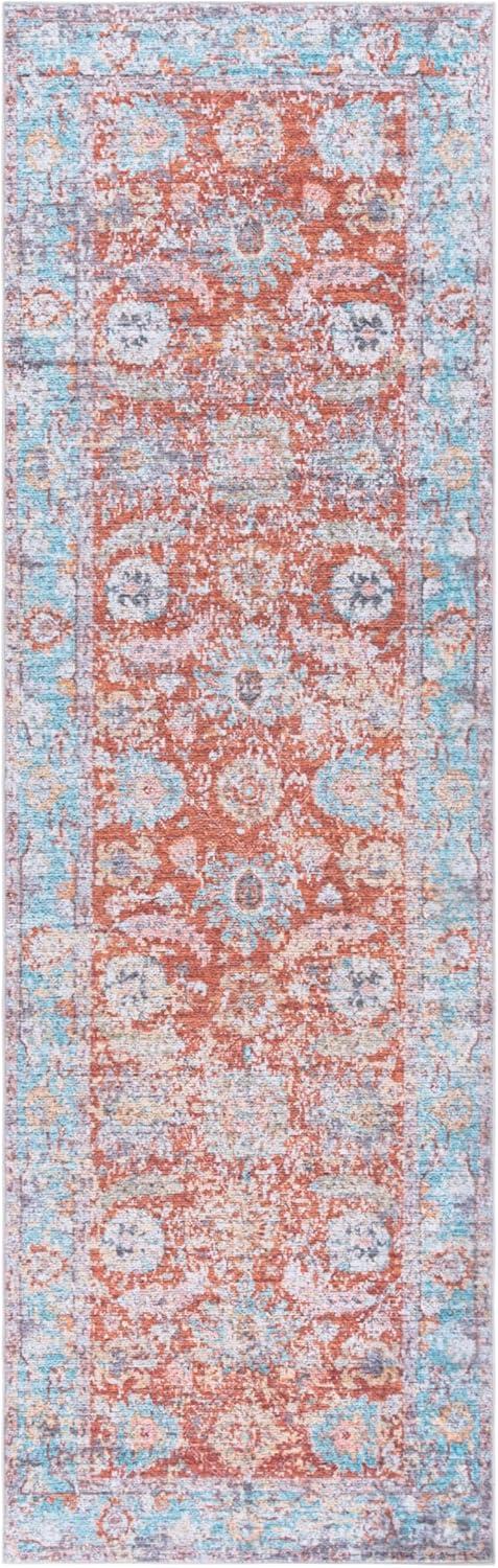 imageMartha Stewart x SAFAVIEH Machine Washable Area Rug Collection 5 x 8 Turquoise amp Rust Slip Resistant amp Easy Cleaning Ideal for Ideal for Living Room Bedroom Dining Space MSRW108KTurquoiseRust