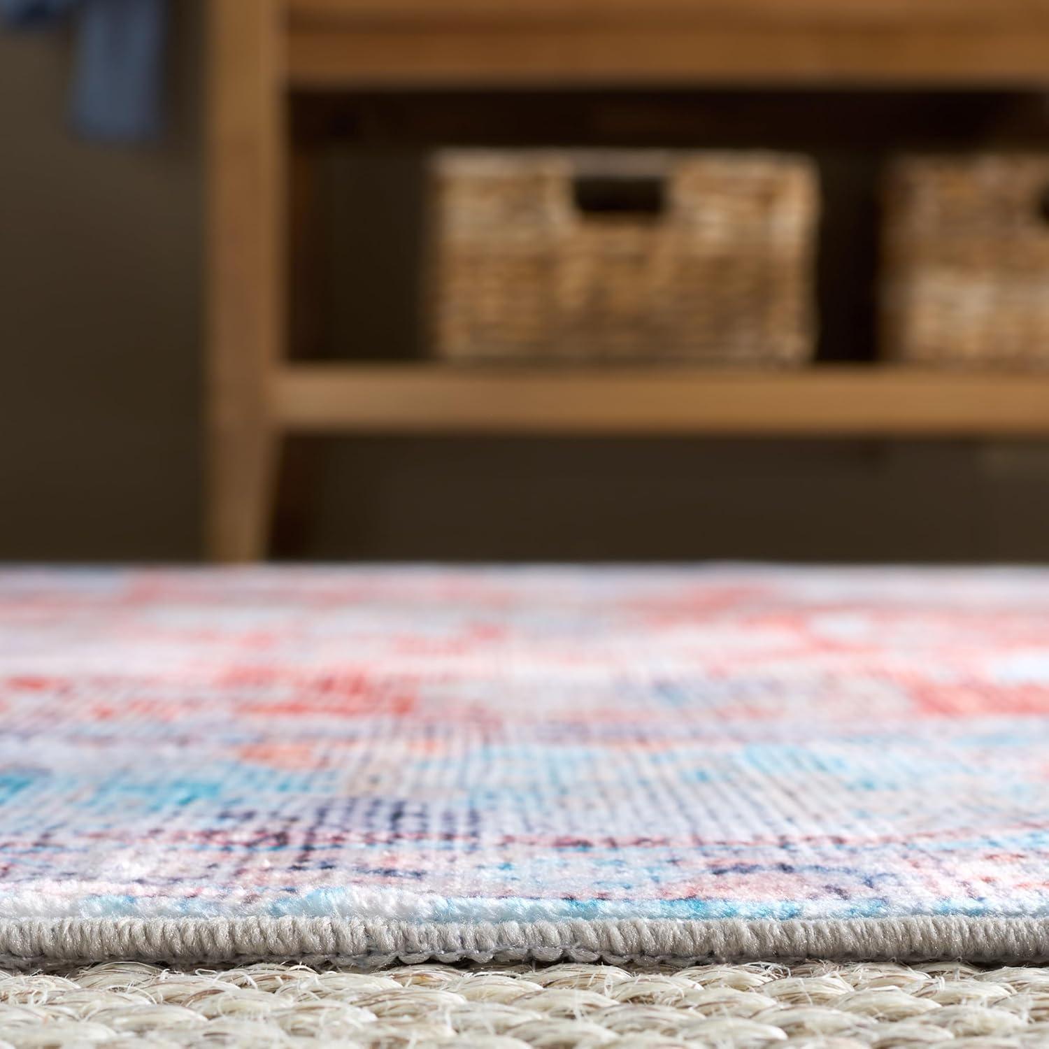 imageMartha Stewart x SAFAVIEH Machine Washable Area Rug Collection 5 x 8 Turquoise amp Rust Slip Resistant amp Easy Cleaning Ideal for Ideal for Living Room Bedroom Dining Space MSRW108KTurquoiseRust