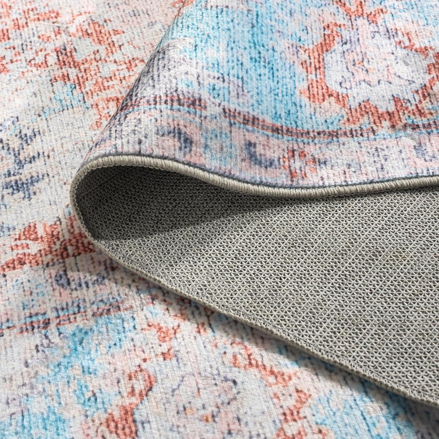 imageMartha Stewart x SAFAVIEH Machine Washable Area Rug Collection 5 x 8 Turquoise amp Rust Slip Resistant amp Easy Cleaning Ideal for Ideal for Living Room Bedroom Dining Space MSRW108KTurquoiseRust