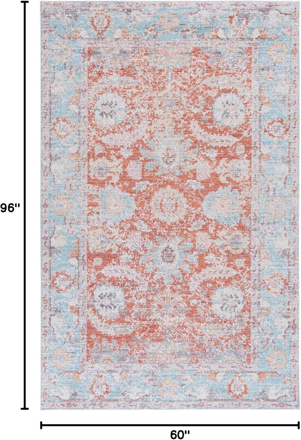 imageMartha Stewart x SAFAVIEH Machine Washable Area Rug Collection 5 x 8 Turquoise amp Rust Slip Resistant amp Easy Cleaning Ideal for Ideal for Living Room Bedroom Dining Space MSRW108KTurquoiseRust