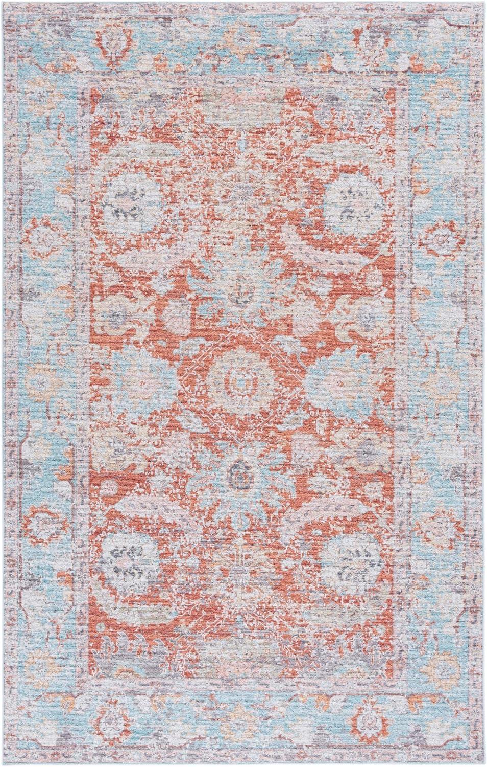imageMartha Stewart x SAFAVIEH Machine Washable Area Rug Collection 5 x 8 Turquoise amp Rust Slip Resistant amp Easy Cleaning Ideal for Ideal for Living Room Bedroom Dining Space MSRW108KTurquoiseRust