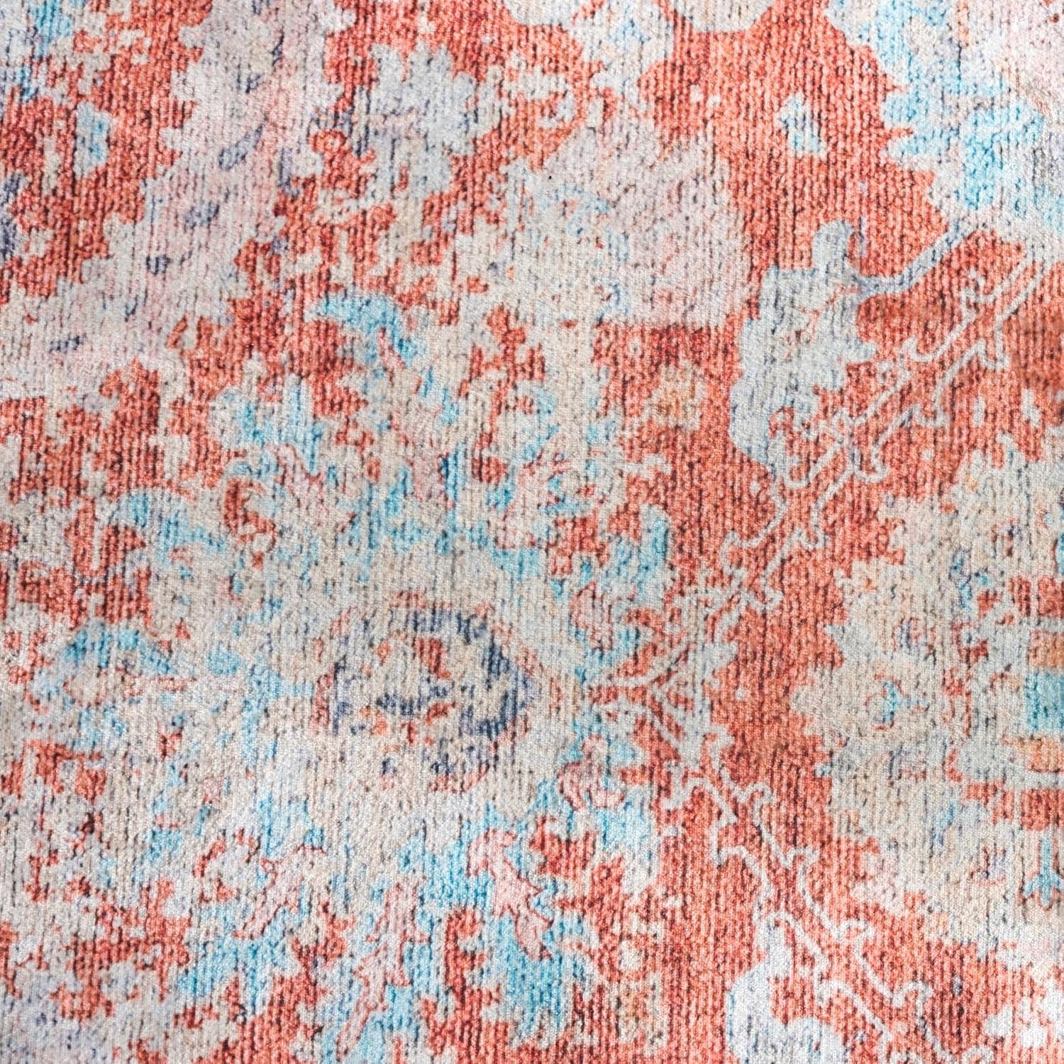 imageMartha Stewart x SAFAVIEH Machine Washable Area Rug Collection 5 x 8 Turquoise amp Rust Slip Resistant amp Easy Cleaning Ideal for Ideal for Living Room Bedroom Dining Space MSRW108KTurquoiseRust