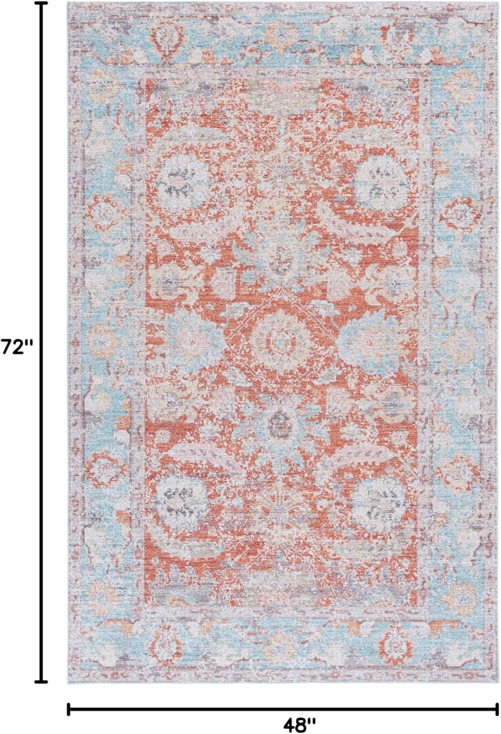 imageMartha Stewart x SAFAVIEH Machine Washable Area Rug Collection 5 x 8 Turquoise amp Rust Slip Resistant amp Easy Cleaning Ideal for Ideal for Living Room Bedroom Dining Space MSRW108KTurquoiseRust