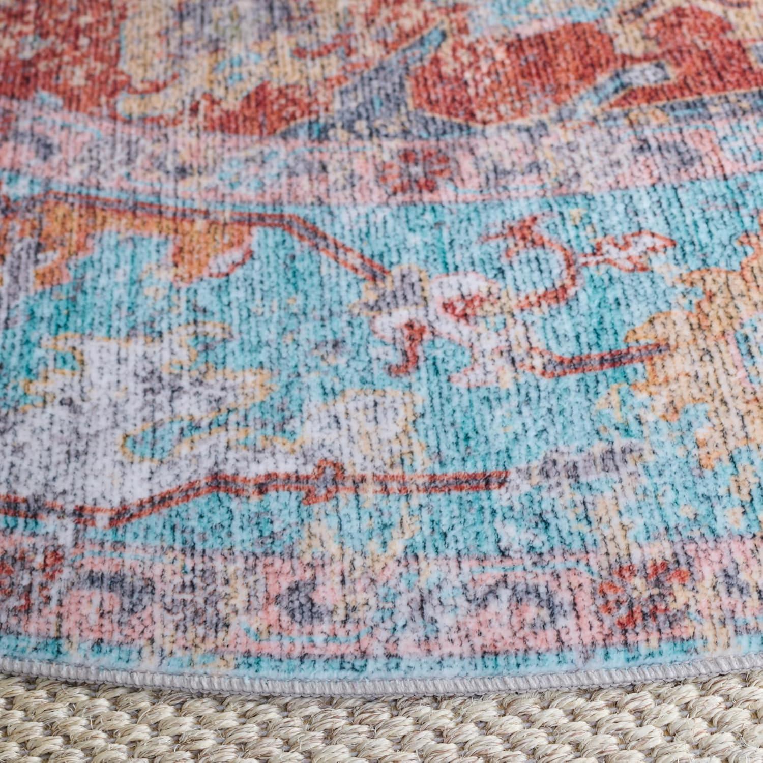 imageMartha Stewart x SAFAVIEH Machine Washable Area Rug Collection 5 x 8 Turquoise amp Rust Slip Resistant amp Easy Cleaning Ideal for Ideal for Living Room Bedroom Dining Space MSRW108KTurquoiseRust