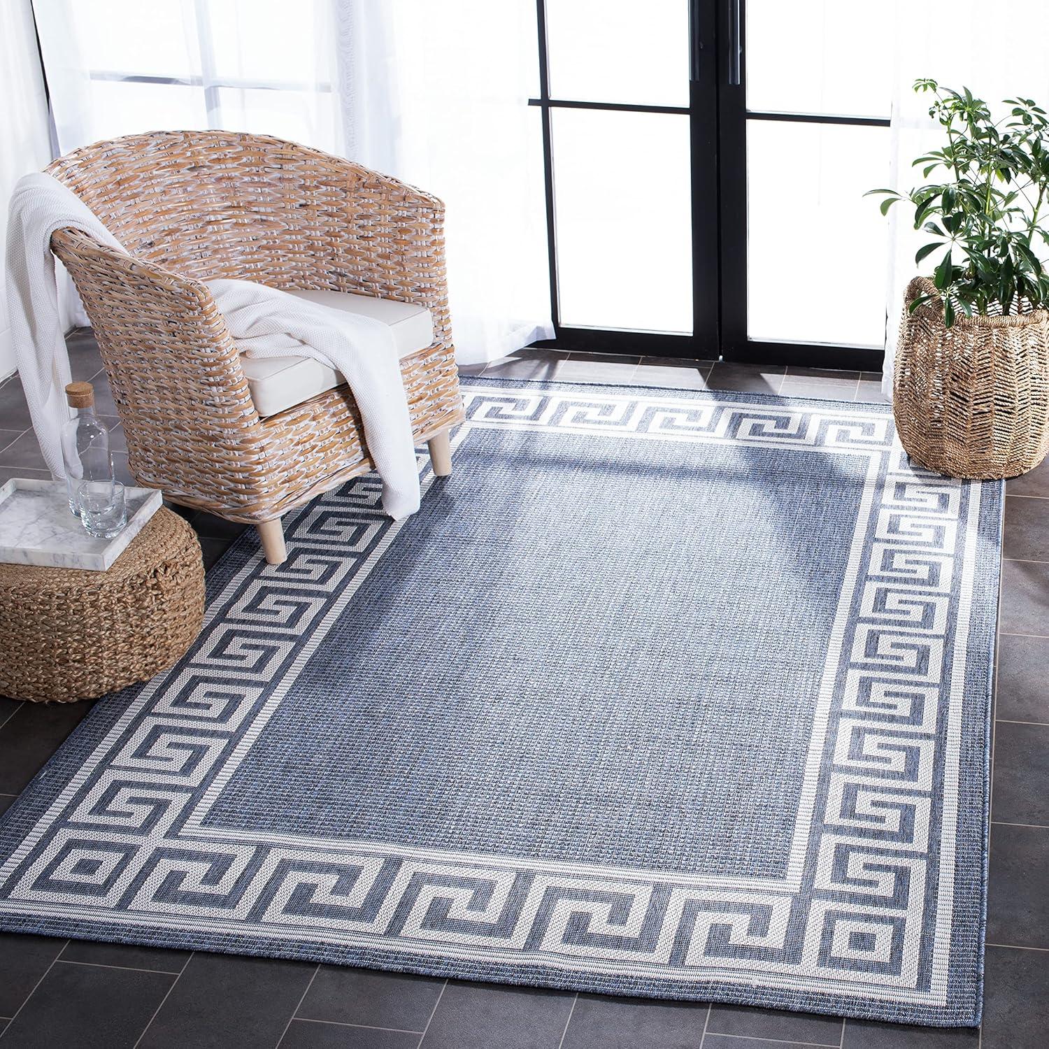 imageMartha Stewart x SAFAVIEH Outdoor Area Rug Collection 8 x 10 Grey Weather Resistant amp Washable Ideal for Patio Backyard Mudroom Deck Dining Space MSRO331FGreyCream