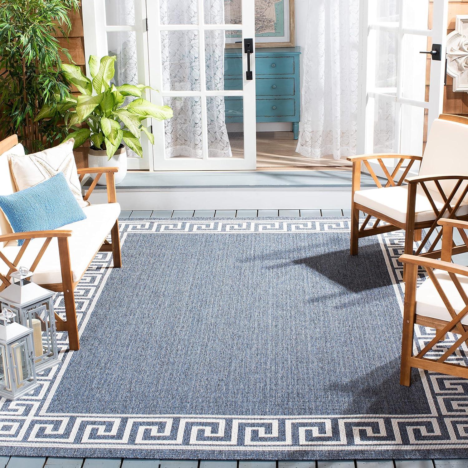 imageMartha Stewart x SAFAVIEH Outdoor Area Rug Collection 8 x 10 Grey Weather Resistant amp Washable Ideal for Patio Backyard Mudroom Deck Dining Space MSRO331FGreyCream
