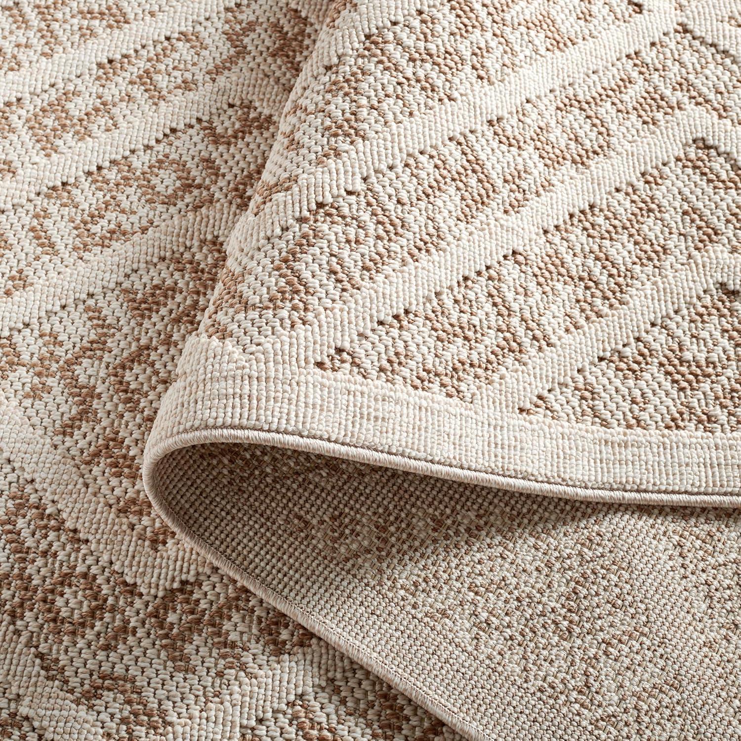 imageMartha Stewart x SAFAVIEH Outdoor Area Rug Collection 8 x 10 Light Beige amp Brown Weather Resistant amp Washable Ideal for Patio Backyard Mudroom Deck Dining Space MSRO218B
