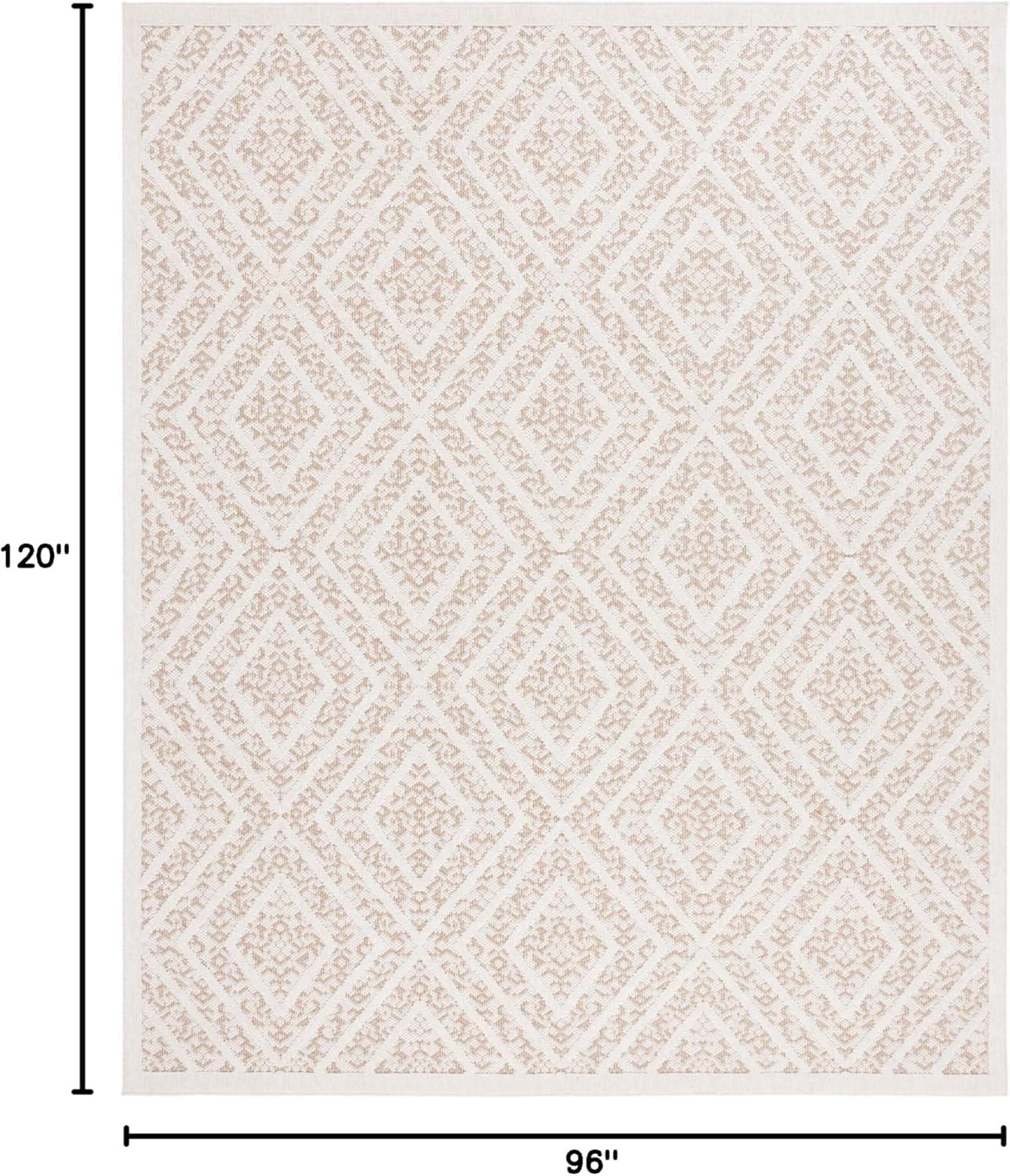 imageMartha Stewart x SAFAVIEH Outdoor Area Rug Collection 8 x 10 Light Beige amp Brown Weather Resistant amp Washable Ideal for Patio Backyard Mudroom Deck Dining Space MSRO218B