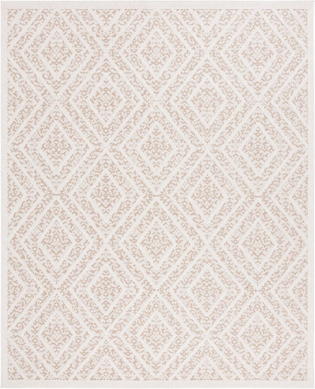 imageMartha Stewart x SAFAVIEH Outdoor Area Rug Collection 8 x 10 Light Beige amp Brown Weather Resistant amp Washable Ideal for Patio Backyard Mudroom Deck Dining Space MSRO218B