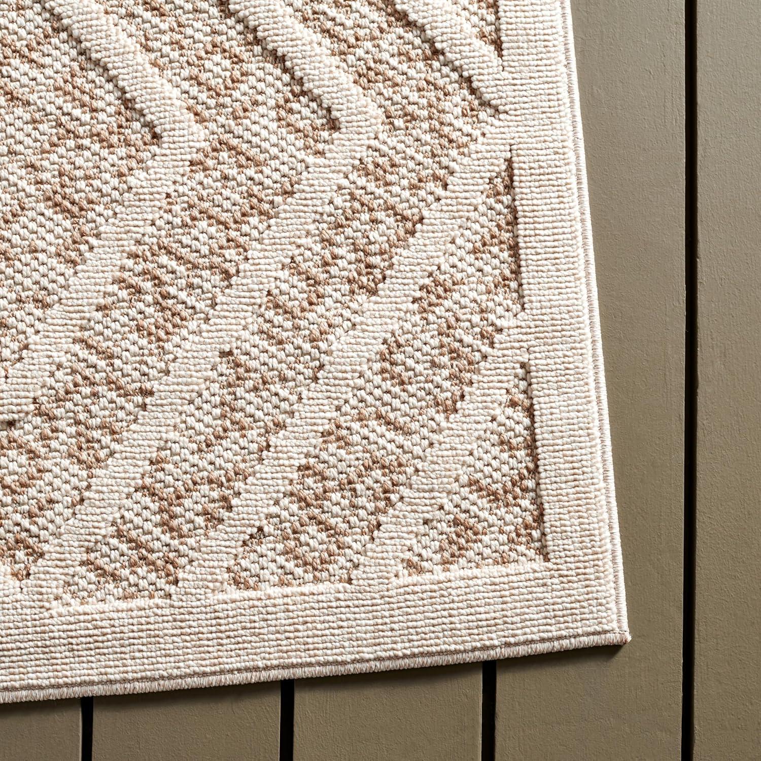 imageMartha Stewart x SAFAVIEH Outdoor Area Rug Collection 8 x 10 Light Beige amp Brown Weather Resistant amp Washable Ideal for Patio Backyard Mudroom Deck Dining Space MSRO218B