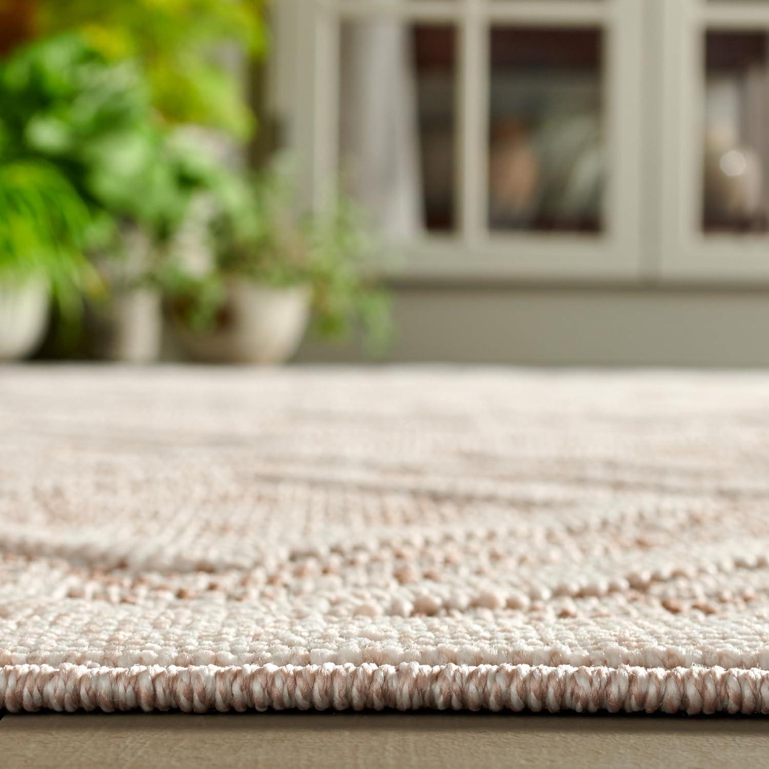 imageMartha Stewart x SAFAVIEH Outdoor Area Rug Collection 8 x 10 Light Beige amp Brown Weather Resistant amp Washable Ideal for Patio Backyard Mudroom Deck Dining Space MSRO218B