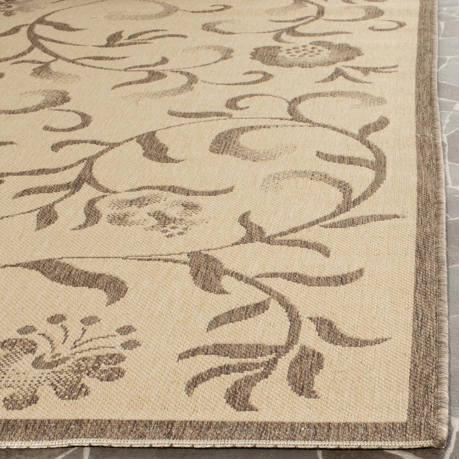 imageMartha Stewart x SAFAVIEH Outdoor Area Rug Collection 8 x 112 Cream amp Brown Weather Resistant amp Washable Ideal for Patio Backyard Mudroom Deck Dining Space MSR425112
