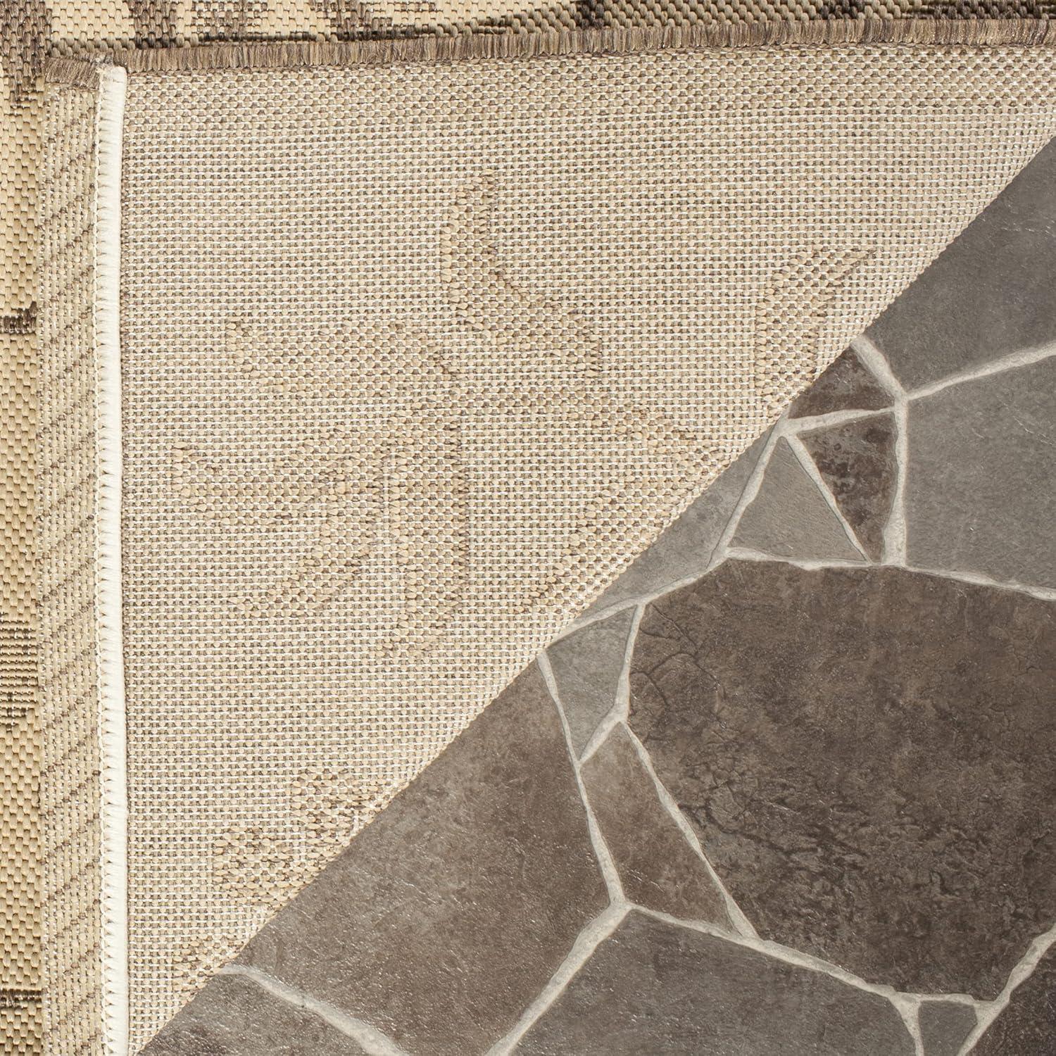 imageMartha Stewart x SAFAVIEH Outdoor Area Rug Collection 8 x 112 Cream amp Brown Weather Resistant amp Washable Ideal for Patio Backyard Mudroom Deck Dining Space MSR425112