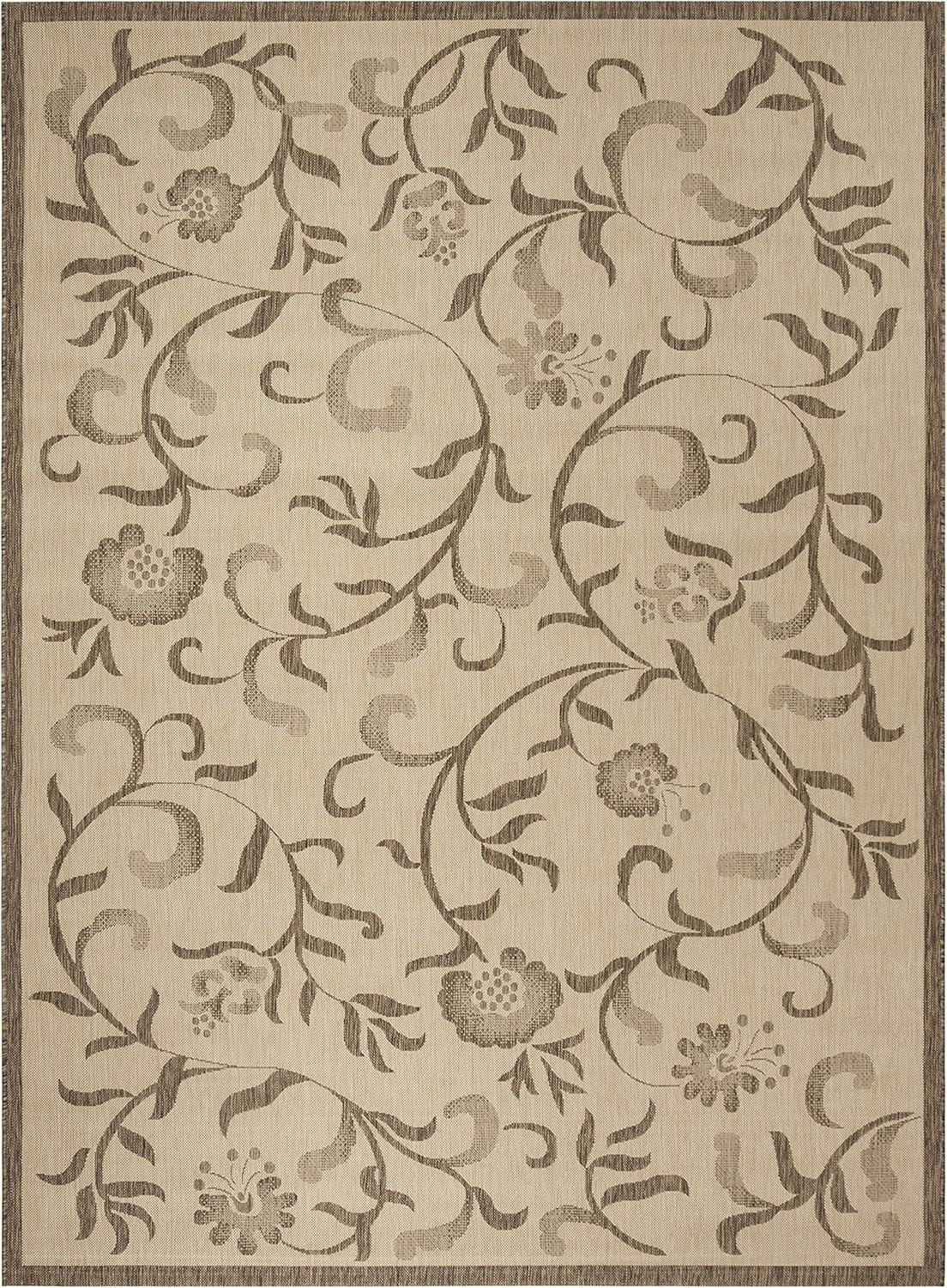 imageMartha Stewart x SAFAVIEH Outdoor Area Rug Collection 8 x 112 Cream amp Brown Weather Resistant amp Washable Ideal for Patio Backyard Mudroom Deck Dining Space MSR425112