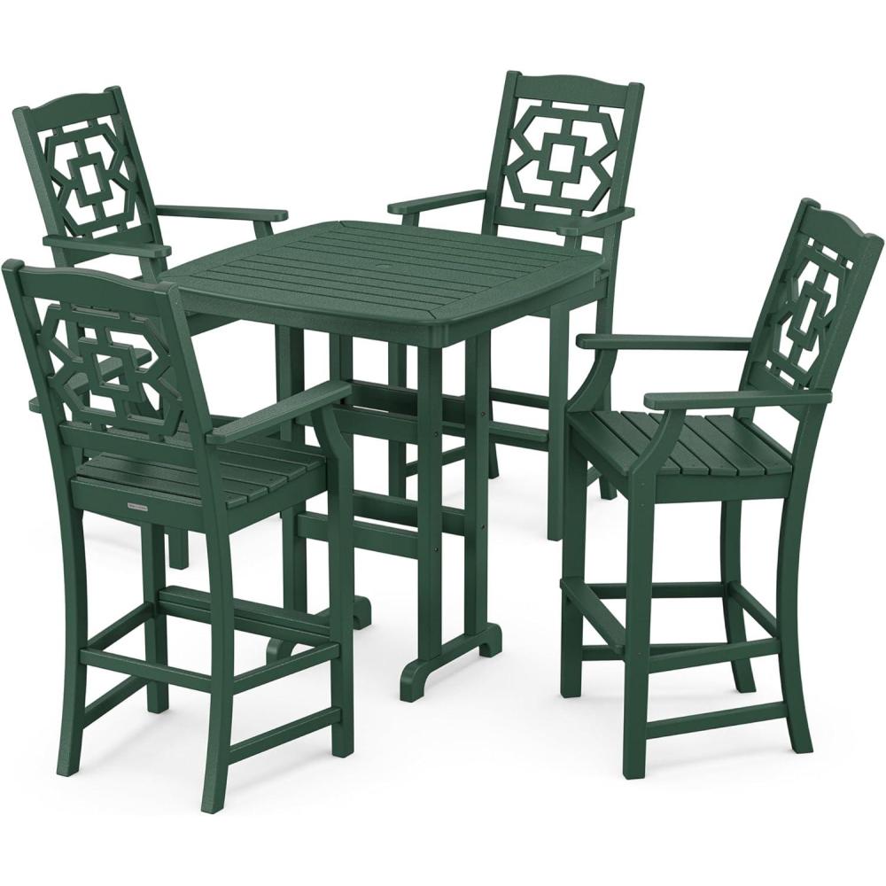 imageMartha Stewart by POLYWOOD Chinoiserie 5Piece Bar Set in BlackGreen