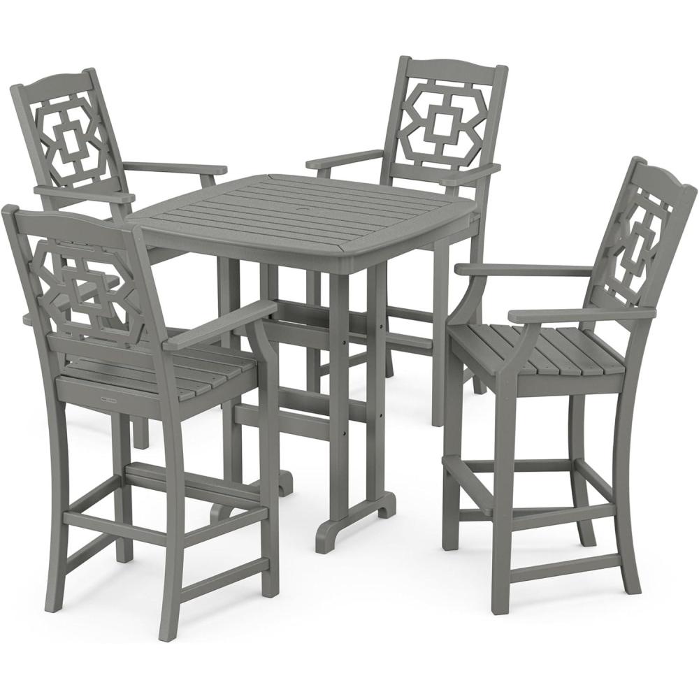 imageMartha Stewart by POLYWOOD Chinoiserie 5Piece Bar Set in BlackSlate Grey
