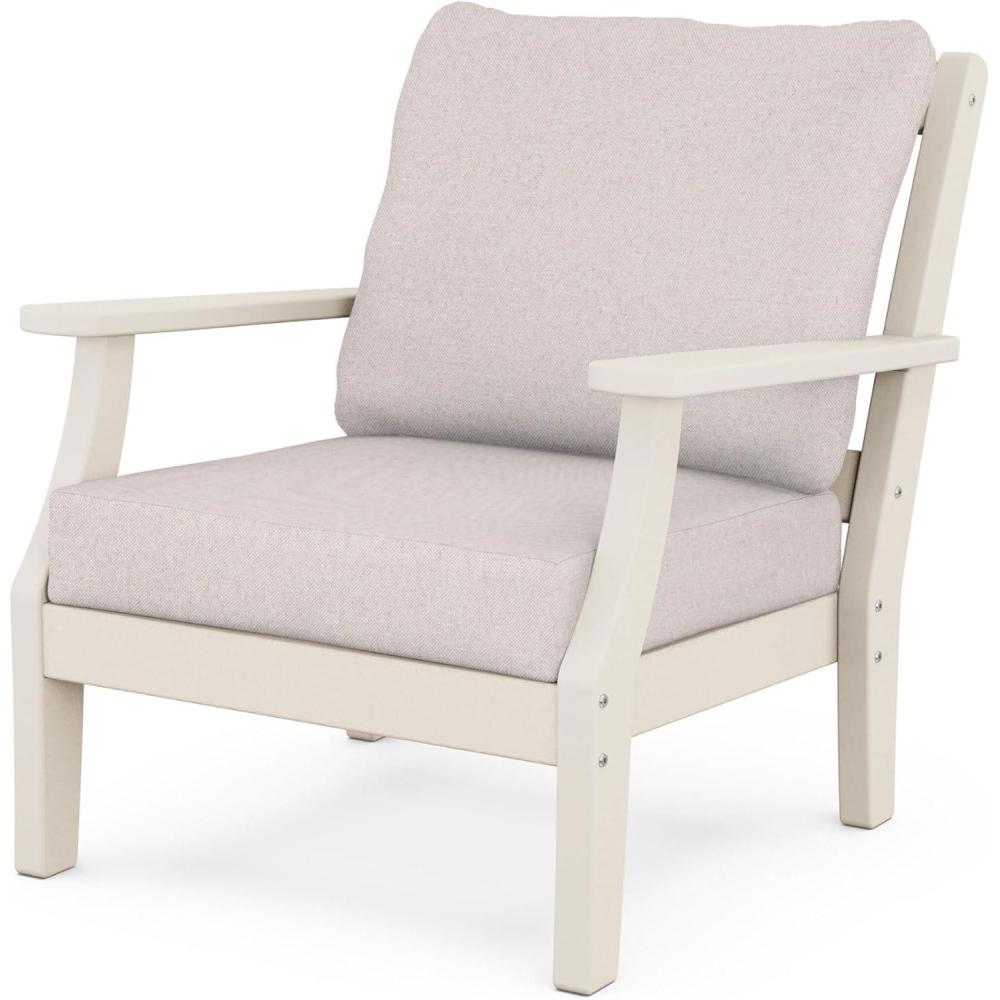 imageMartha Stewart by POLYWOOD Chinoiserie Outdoor Deep Seating Chair with Cushion Slate GreyNatural Linen Durable and Comfortable HDPE AllWeather Patio Furniture for Deck Backyard Made in The USASand Dune Burlap