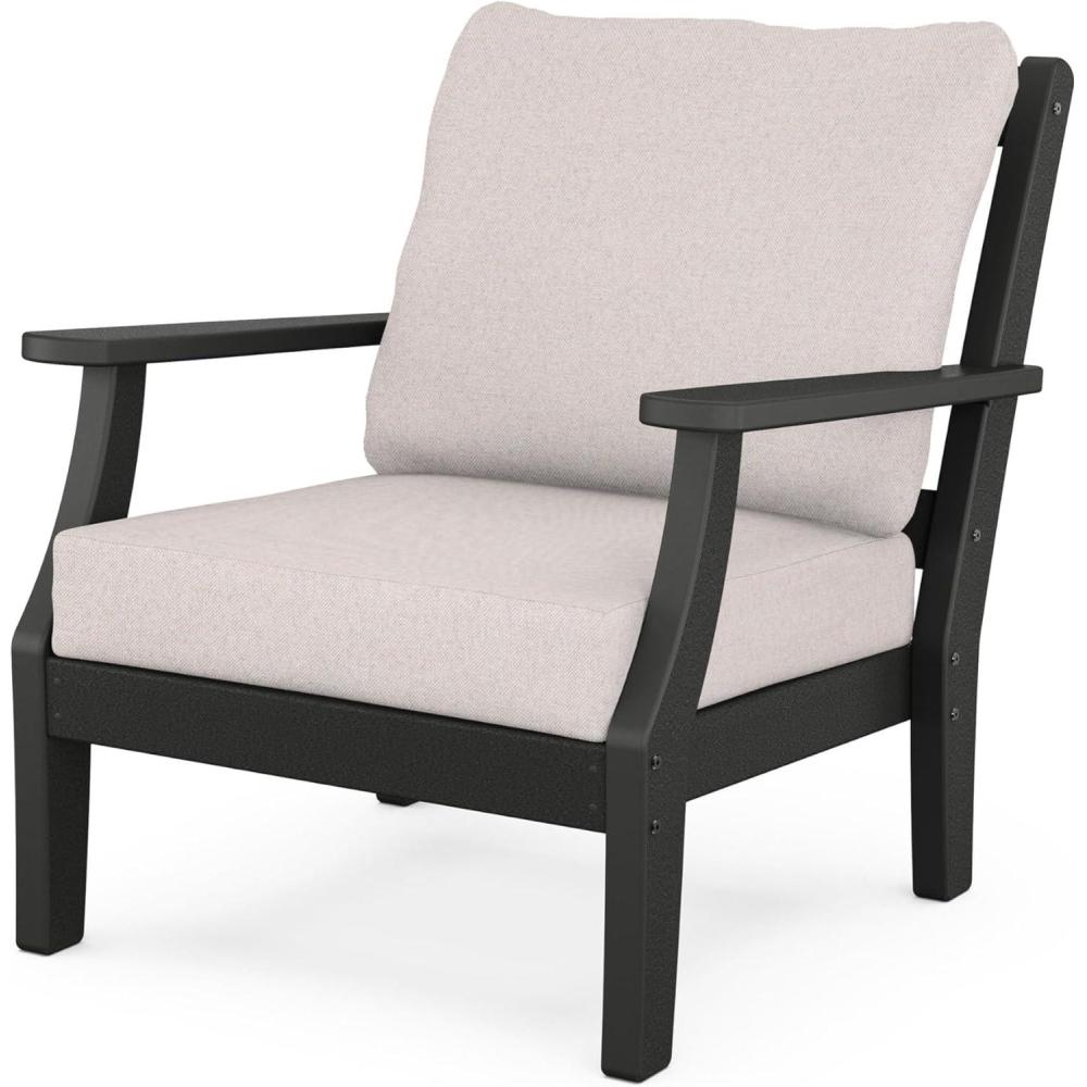 imageMartha Stewart by POLYWOOD Chinoiserie Outdoor Deep Seating Chair with Cushion Slate GreyNatural Linen Durable and Comfortable HDPE AllWeather Patio Furniture for Deck Backyard Made in The USABlack Dune Burlap