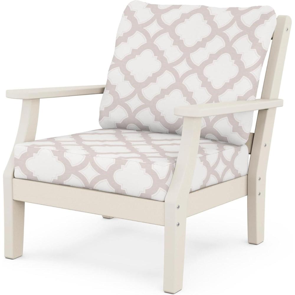 imageMartha Stewart by POLYWOOD Chinoiserie Outdoor Deep Seating Chair with Cushion Slate GreyNatural Linen Durable and Comfortable HDPE AllWeather Patio Furniture for Deck Backyard Made in The USASand Trellis Dune Burlap