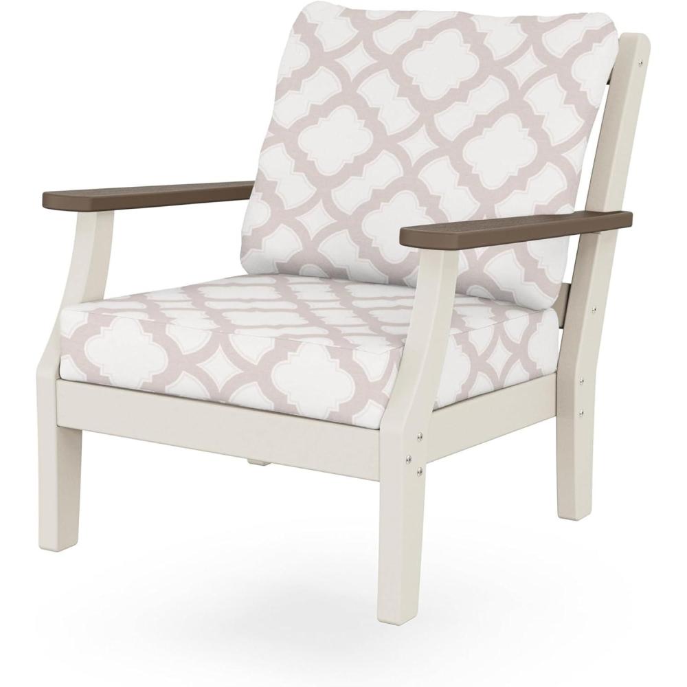 imageMartha Stewart by POLYWOOD Chinoiserie Outdoor Deep Seating Chair with Cushion Slate GreyNatural Linen Durable and Comfortable HDPE AllWeather Patio Furniture for Deck Backyard Made in The USASand Kona Trellis Dune Burlap