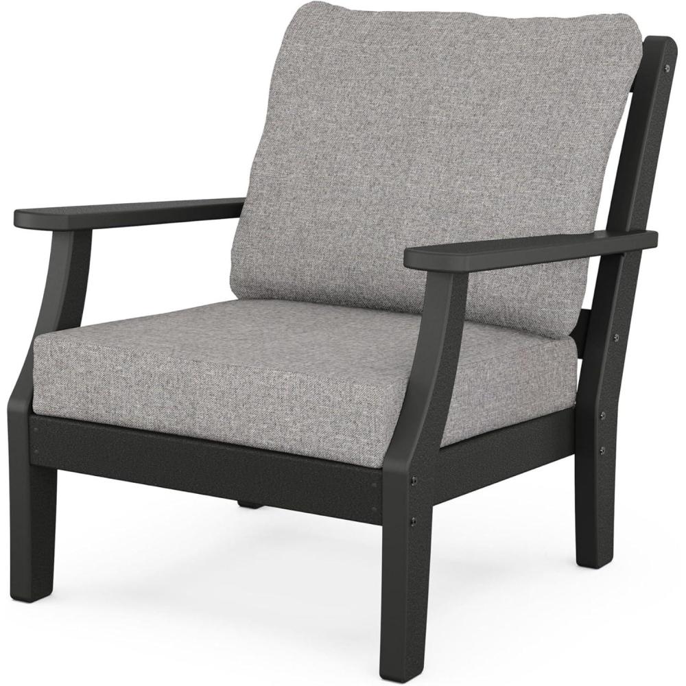 imageMartha Stewart by POLYWOOD Chinoiserie Outdoor Deep Seating Chair with Cushion Slate GreyNatural Linen Durable and Comfortable HDPE AllWeather Patio Furniture for Deck Backyard Made in The USABlack Grey Mist