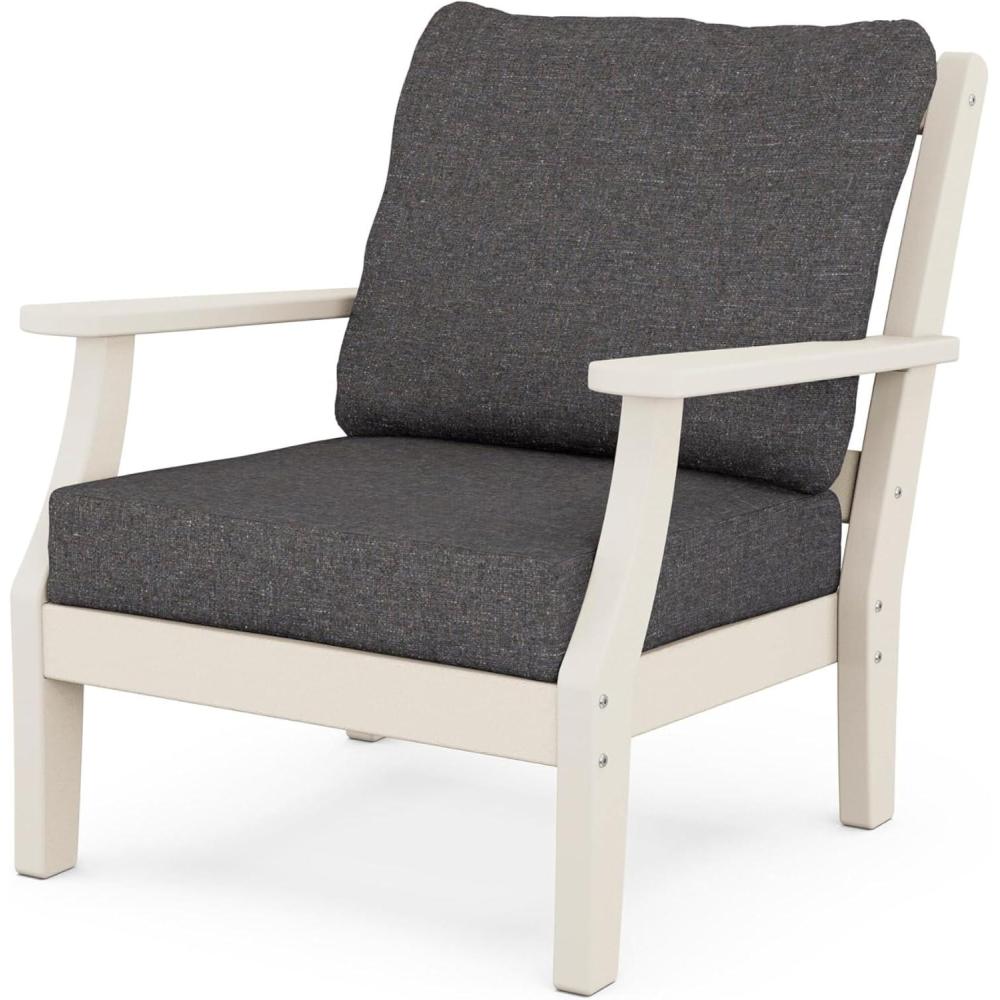imageMartha Stewart by POLYWOOD Chinoiserie Outdoor Deep Seating Chair with Cushion Slate GreyNatural Linen Durable and Comfortable HDPE AllWeather Patio Furniture for Deck Backyard Made in The USASand Ash Charcoal
