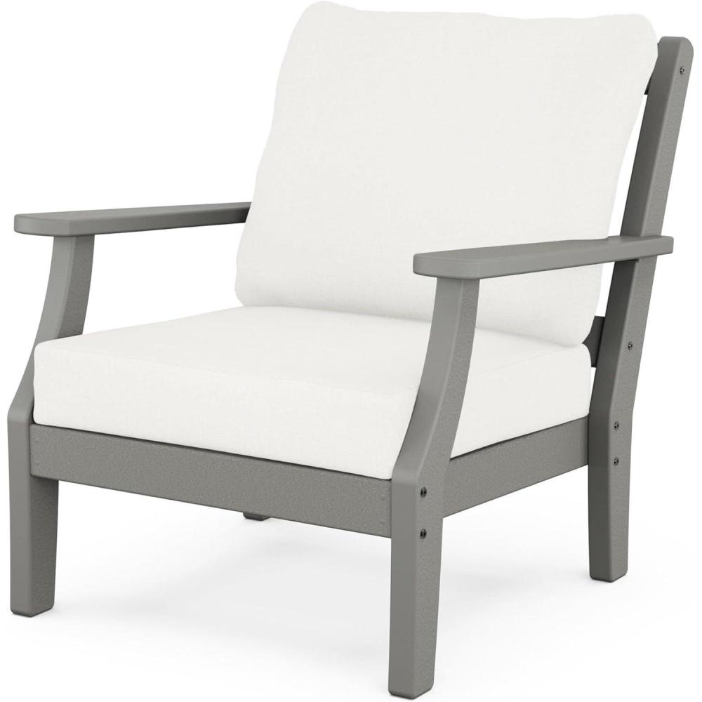 imageMartha Stewart by POLYWOOD Chinoiserie Outdoor Deep Seating Chair with Cushion Slate GreyNatural Linen Durable and Comfortable HDPE AllWeather Patio Furniture for Deck Backyard Made in The USASlate Grey Natural Linen