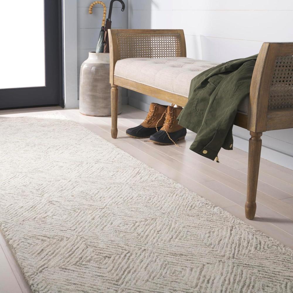 imageMartha Stewart x SAFAVIEH Area Rug Collection  8 x 10 Grey amp Ivory Handmade Wool Ideal for Living Room Bedroom Office Dining Space MSR3377FGreyIvory