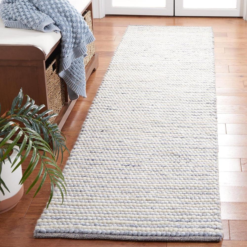 imageMartha Stewart x SAFAVIEH Area Rug Collection 8 x 10 Ivory amp Beige Handmade Wool Ideal for Living Room Bedroom Office Dining Space MSR9650BIvoryBlue