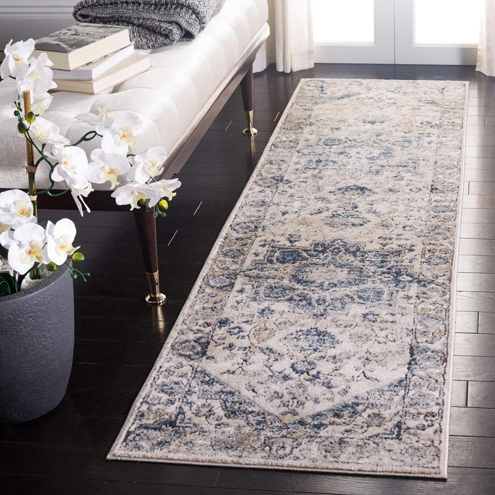 imageMartha Stewart x SAFAVIEH Area Rug Collection 8 x 10 Ivory amp Blue NonShedding amp Easy Cleaning Ideal for Living Room Bedroom Office Dining Space MSR868AIvoryBlue