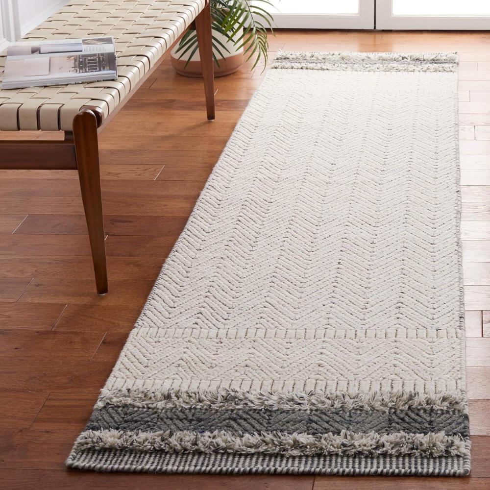 imageMartha Stewart x SAFAVIEH Area Rug Collection 8 x 10 Ivory amp Grey Handmade Wool Ideal for Living Room Bedroom Office Dining Space MSR9601AIvoryGrey