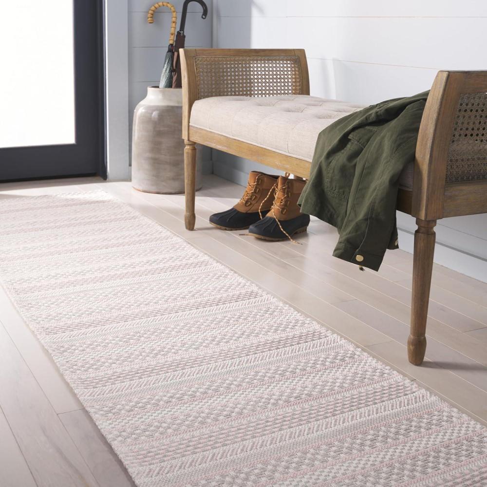 imageMartha Stewart x SAFAVIEH Area Rug Collection  8 x 10 Taupe amp Beige Cotton Ideal for Living Room Bedroom Office Dining Space MSR412EPinkIvory