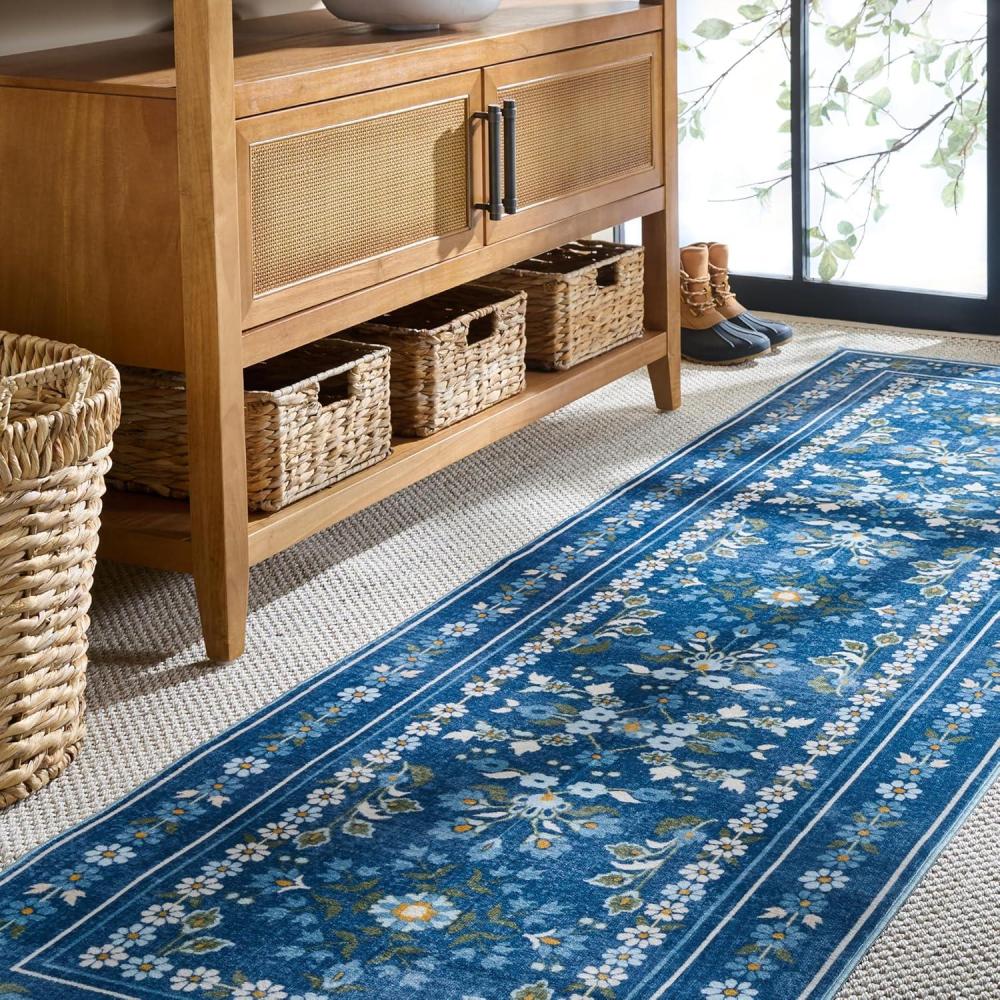 imageMartha Stewart x SAFAVIEH Machine Washable Area Rug Collection 5 x 8 Dark Blue amp Beige Slip Resistant amp Easy Cleaning Ideal for Ideal for Living Room Bedroom Dining Space MSRW179MDark BlueBeige