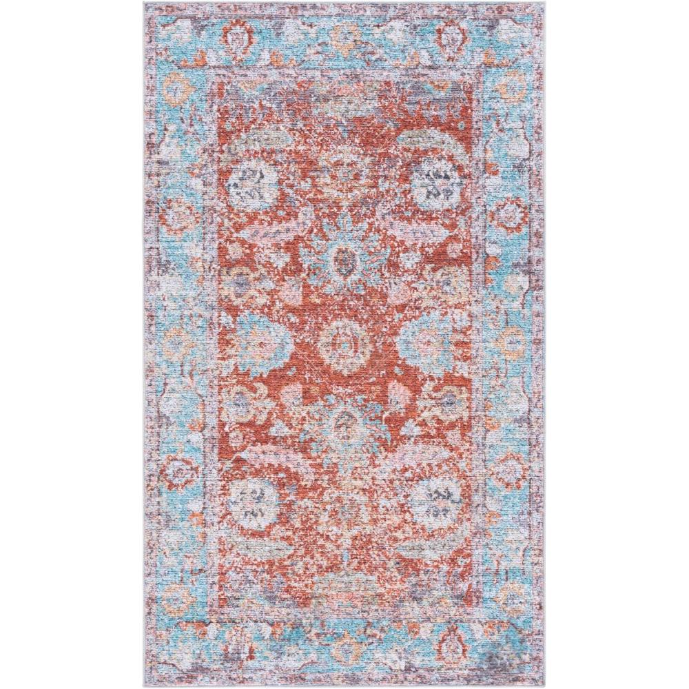 imageMartha Stewart x SAFAVIEH Machine Washable Area Rug Collection  5 x 8 Turquoise amp Rust Slip Resistant amp Easy Cleaning Ideal for Ideal for Living Room Bedroom Dining Space MSRW108KTurquoiseRust