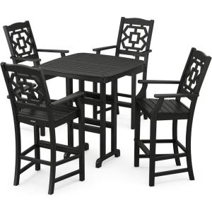 Martha Stewart by POLYWOOD® Chinoiserie 5-Piece Bar Set in Black(Black)