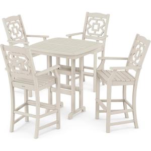 Martha Stewart by POLYWOOD® Chinoiserie 5-Piece Bar Set in Black(Sand)