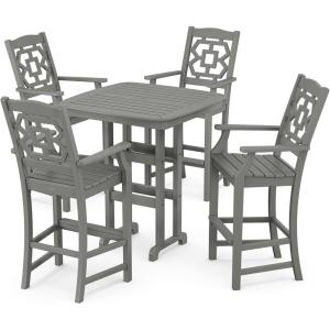 Martha Stewart by POLYWOOD® Chinoiserie 5-Piece Bar Set in Black(Slate Grey)
