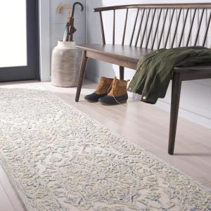 Martha Stewart x SAFAVIEH Area Rug Collection – 8′ x 10′, Ivory & Natural, Handmade Wool, Ideal for Living Room, Bedroom, Office, Dining Space (MSR3532A)(Ivory/Blue)