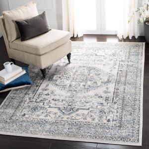 Martha Stewart x SAFAVIEH Area Rug Collection – 8′ x 10′, Light Blue & Ivory, Non-Shedding & Easy Cleaning, Ideal for Living Room, Bedroom, Office, Dining Space (MSR877M)