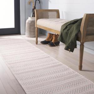 Martha Stewart x SAFAVIEH Area Rug Collection – 8′ x 10′, Taupe & Beige, Cotton, Ideal for Living Room, Bedroom, Office, Dining Space (MSR412E)(Pink/Ivory)