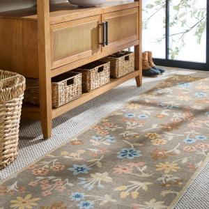 Martha Stewart x SAFAVIEH Machine Washable Area Rug Collection – 5′ x 8′, Dark Beige & Light Blue, Slip Resistant & Easy Cleaning, Ideal for Ideal for Living Room, Bedroom, Dining Space (MSRW187C)(Dark Beige/Light Blue)