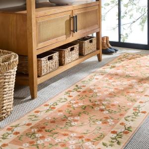 Martha Stewart x SAFAVIEH Machine Washable Area Rug Collection – 5′ x 8′, Rust & Gold, Slip Resistant & Easy Cleaning, Ideal for Ideal for Living Room, Bedroom, Dining Space (MSRW195Q)(Rust/Gold)