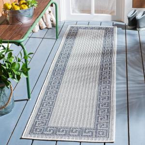 Martha Stewart x SAFAVIEH Outdoor Area Rug Collection – 8′ x 10′, Grey, Weather Resistant & Washable, Ideal for Patio, Backyard, Mudroom, Deck, Dining Space (MSRO331F)(Silver/Grey)