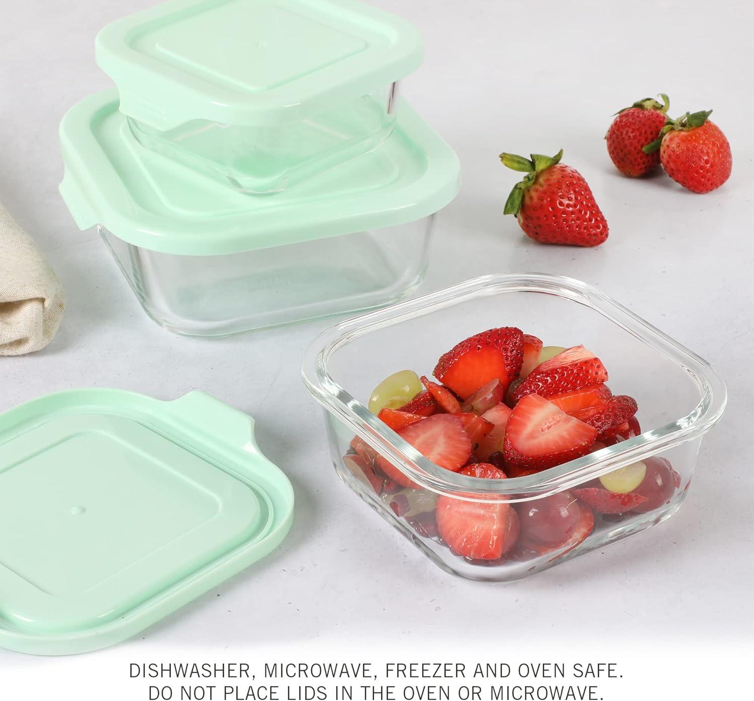 imageMartha Stewart 12 Piece Storage Borosilicate Glass Container Set wSnap Martha Blue Lids