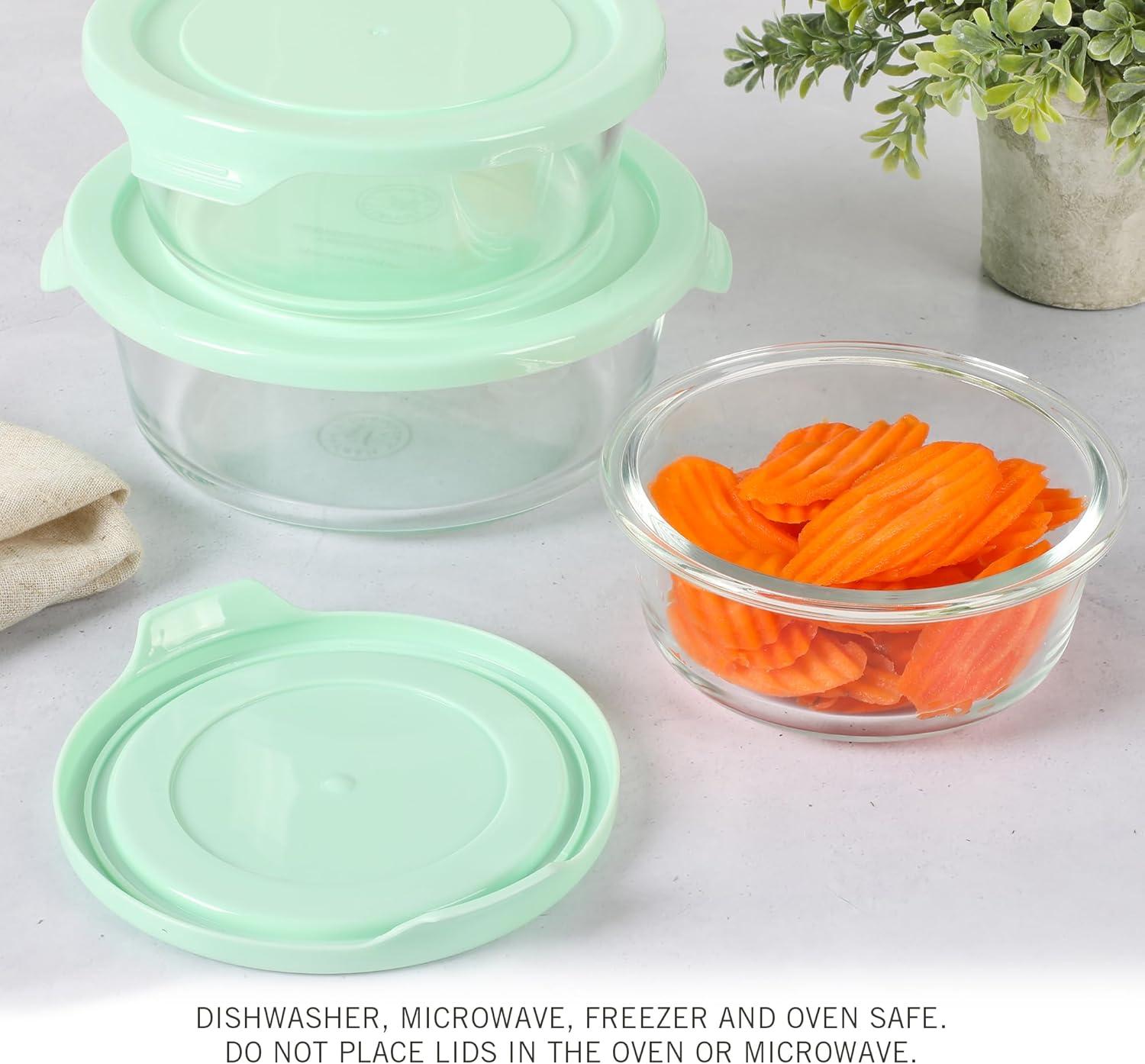 imageMartha Stewart Hadsell 6 Piece 321 oz 22 oz 135 oz Round Borosilicate Glass Storage Container Set wPP Pop Martha Blue LidsRound 321oz 22oz 135oz