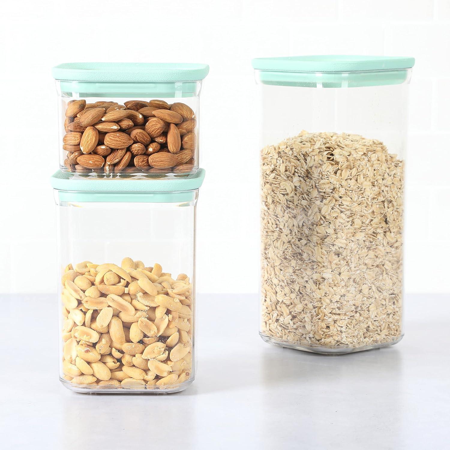 imageMartha Stewart Hadsell 6 Piece 321 oz 22 oz 135 oz Round Borosilicate Glass Storage Container Set wPP Pop Martha Blue LidsSquare 60oz 37oz 17oz