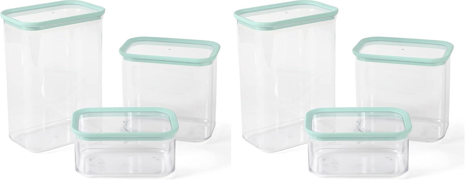 imageMartha Stewart Langstaff 6 Piece 92 oz 60 oz 26 oz Stackable Rectangular Container Set wMartha Blue LidRectangular 92oz 60oz 26oz