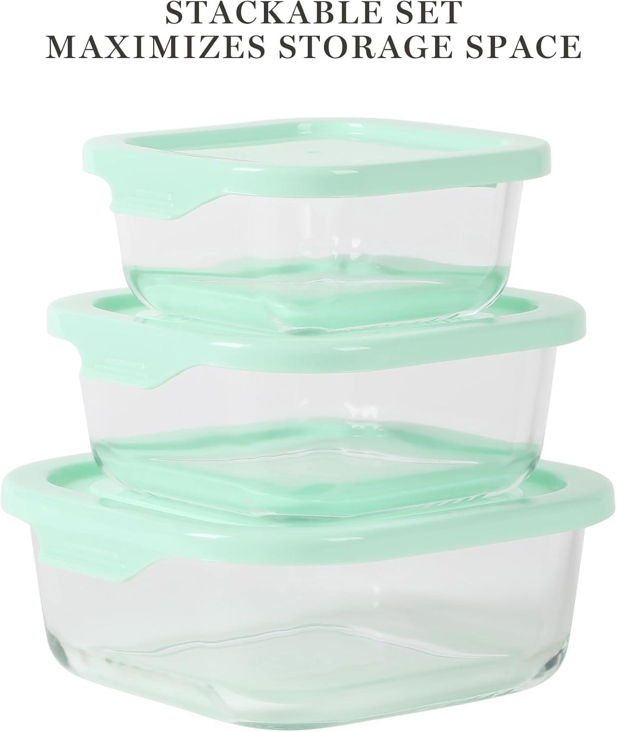 imageMartha Stewart Langstaff 6 Piece 92 oz 60 oz 26 oz Stackable Rectangular Container Set wMartha Blue LidSquare 27oz 176oz 108oz